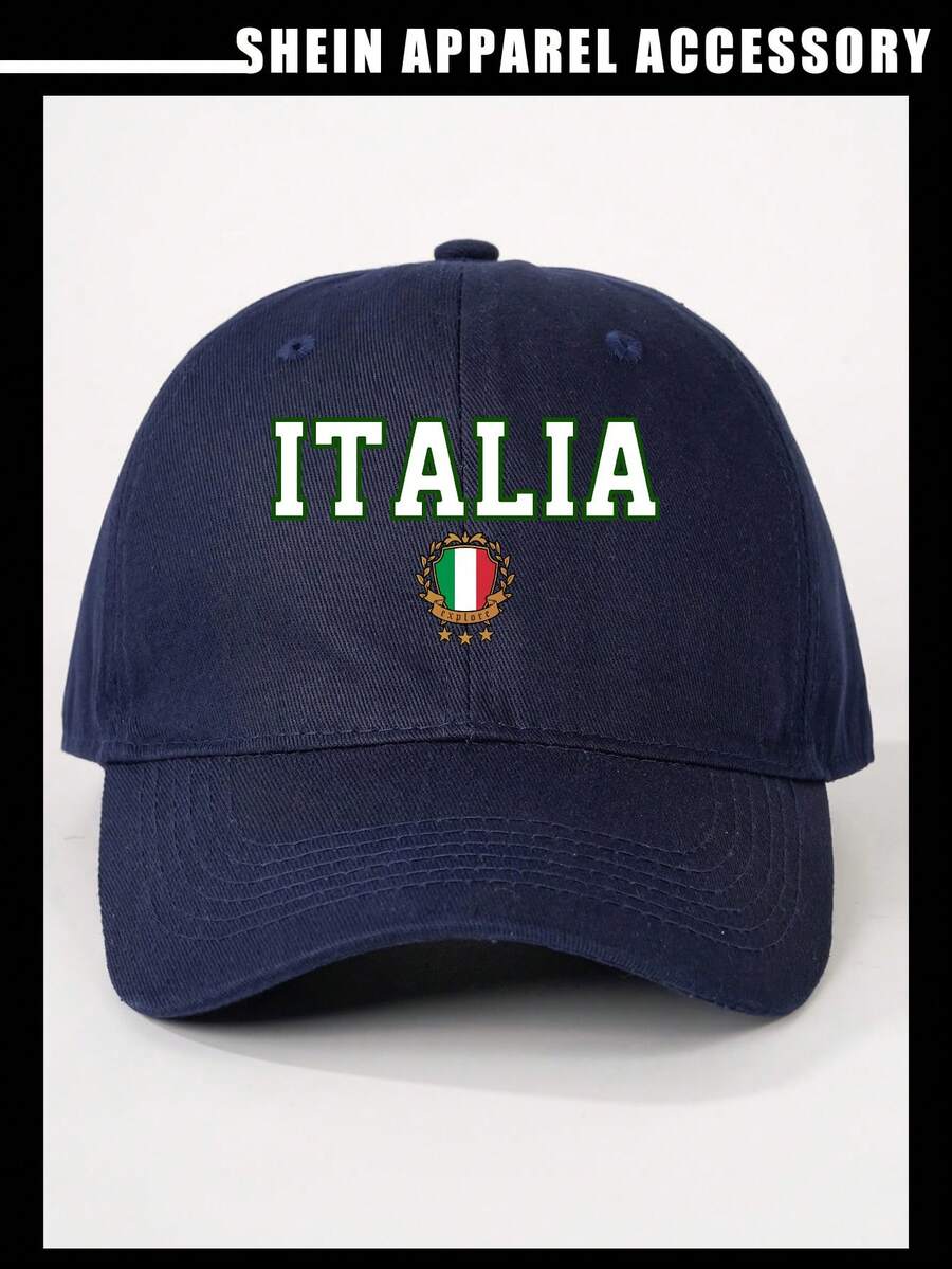 SHEIN 1 pieza Gorra de béisbol unisex con estampado de estrella de 5 puntas de Italia - Azul Marino - Ver 1