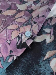 EMERY ROSE Women's Floral Print Single-Breasted Long Sleeve Shirt, Summer,Fall Shirts