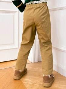 PrepCrw 男童棕色编织松紧腰裤，返校季，秋冬 - 杏色 - 查看 2