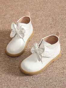 Giày bốt trắng cho bé gái mới biết đi, giày bốt da mùa đông cho bé, bốt cao cổ cho trẻ em - trắng - Xem 2