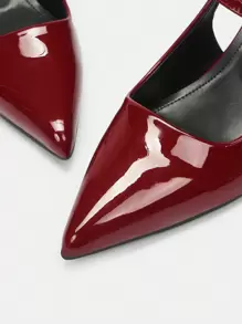 CUCCOO BIZCHIC 女士银色漆皮尖头细跟高跟鞋秋季 - 紅色 - 查看 7