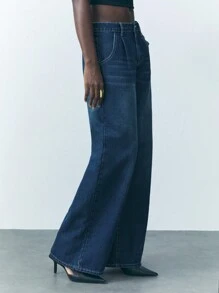 Maija Quần Jeans Ống Thẳng Cài Nút Eo Cho Nữ Quần Dạo Phố Thường Ngày - Rửa tối - Xem 6