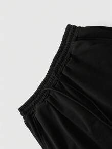 ROMWE MEN ROMWE Avant Men's Printed Patchwork Contrast Color Flared Sweatpants For Spring & Summer - Black - View 5
