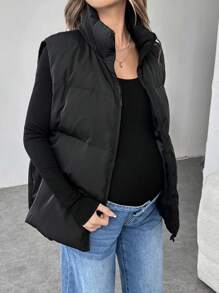 SHEIN Maternity Spring Zip Up Vest Jacket, Maternity Outerwear & Coats For Winter