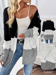 Chiquease Spring/Autumn Casual Color Block Knit Cardigan