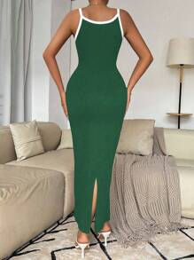 RosyDaze Colorblock Cutout Spaghettibandjurk met willekeurige bloemenprints Maxi-damesoutfit