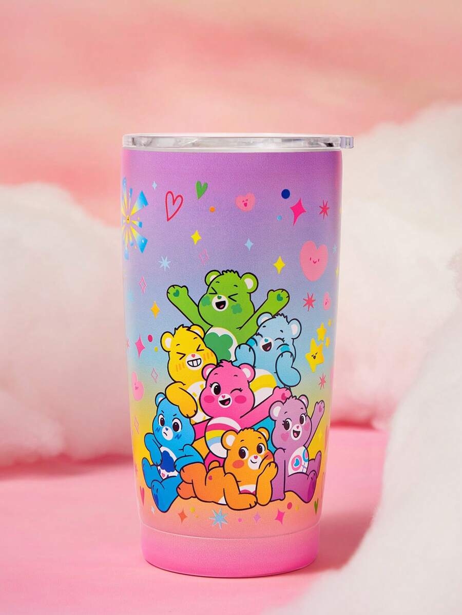 SHEIN X Care Bears 20 盎司卡通熊心印花保温杯，礼品 - 彩色 - 查看 1