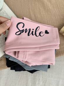 SHEIN LMoss Kids LMoss 女婴弹性腰带字母印花休闲紧身裤 - 彩色 - 查看 7