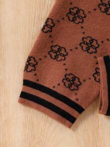 Conjunto de suéter tejido lindo y retro de moda para niño pequeño - Marrón - Ver 5