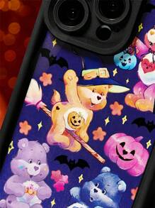 SHEIN X Care Bears Cartoon Bear Pattern Black Phone Case,Compatible With IPhone - Multicolor - View 6