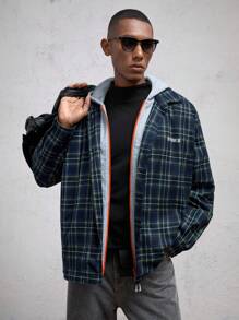 AKNOTIC Business Casual Men's Slim Fit Casual Letter Print Hooded Jacket For Fall & Winter - Multicolor - View 7