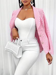 Zolique Fruit-Neck Suit Jacket With Asymmetrical Hem Overalls