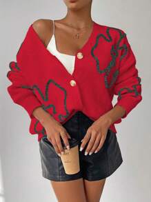 Chiquease Women's Front Button Long Sleeve Striped Patchwork Casual Blouse Fall Cloth For Women - Red - View 5