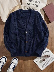 Forever 21 Boucle Relaxed Fit Cardigan In Navy Blue - Navy Blue - View 2