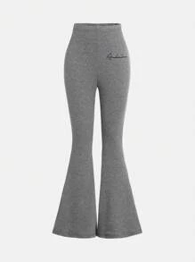 3 件套 Tween 女童针织喇叭裤，印有城市名称，休闲基本款