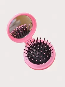 ROMWE Kawaii 可爱粉色蝴蝶结气垫梳，便携式塑料头发按摩刷，旅行折叠按摩梳 - 粉色 - 查看 2