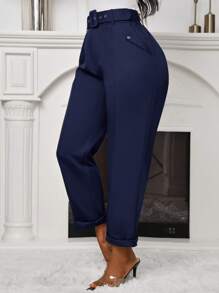 Zolique 女式休闲紧身裤（配腰带）秋季 - 藏蓝色 - 查看 3