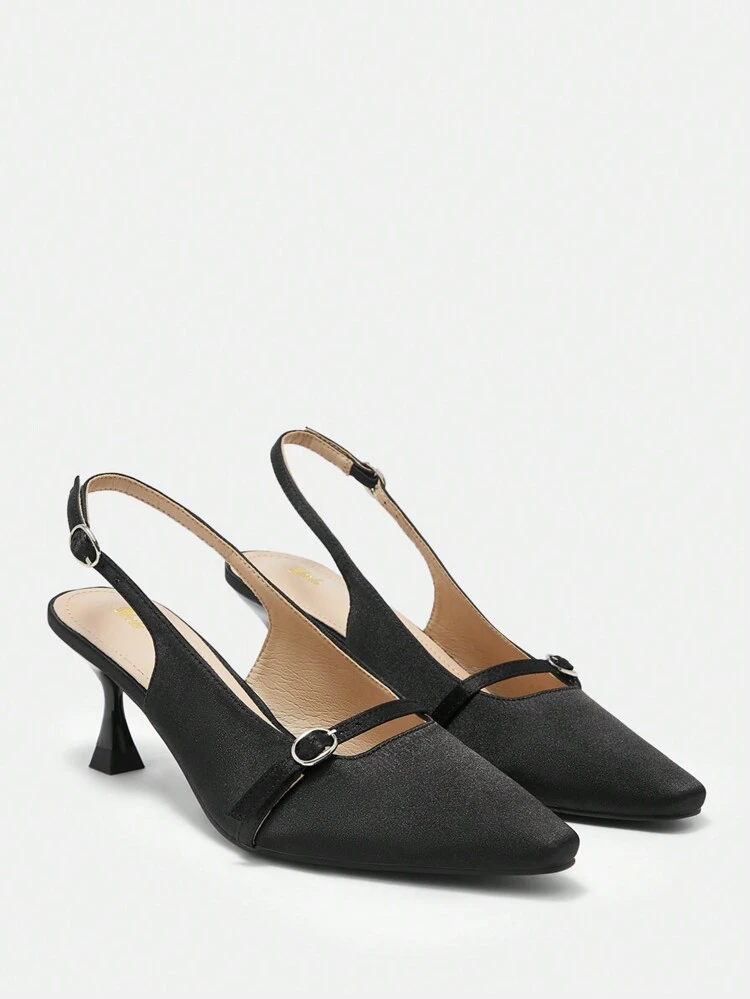 CUCCOO BIZCHIC Zapatos de tacón alto para mujer con punta afilada y tacones de aguja, color blanco con correas en la parte posterior, cómodos, estilo para oficina, aumenta la altura, nuevo estilo para el otoño