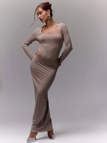 MUSERA Fitted Maxi Skirt Elegant Spring Summer Sexy