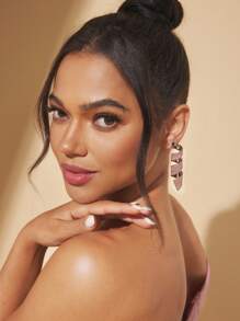 SHEIN BAE Pendientes colgantes brillantes y elegantes para mujer, adecuados para cualquier ocasión - Morado - Ver 8