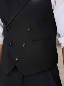 Manfinity Bizformal 男式纯色前扣背心和裤子套装