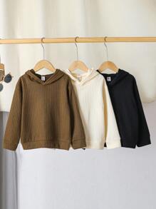 SHEIN 1pc Young Boy Plain Long Sleeve Hooded Sweatshirt, Casual Everyday Wear