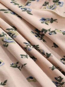 DAZY Top de ropa de dormir ceñido con ribete de volantes con estampado floral diminuto