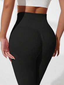 Yoga Basic 女士纯色高腰日常健身无缝紧身裤，运动