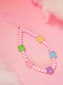 SHEIN X Care Bears Cute Handmade Beaded Pink Cartoon Mobile Phone Chain Mobile Phone Lanyard,5 Bears,Fits All Phone Cases,Valentine's Day - Multicolor - View 2