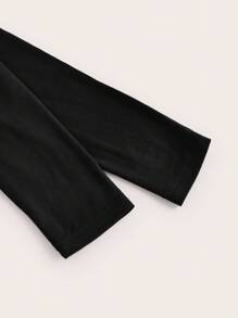 SHEIN Girlism Tween Girls Simple Comfortable Ruched Long Sleeve T-Shirt - Black - View 4