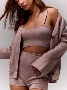 MUSERA Knitted Cardigan With Pockets Y2k Spring Casual Cute 90's Sun - Apricot - View 5