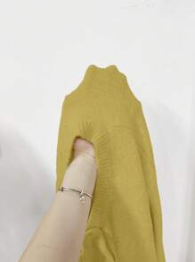 Flirla Front Button Long Sleeve Casual Loose Cardigan, Daily Wear - Mustard Yellow - View 8