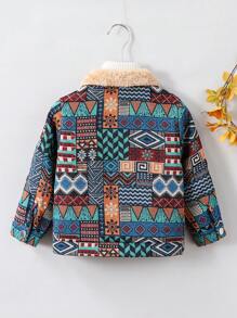 SHEIN Explorewe 1pc Young Boy Casual  Patterned Jacket, Suitable For Daily Wear And Keeping Warm In Autumn/Winter - Multicolor - View 2