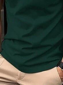 Manfinity Dauomo Men's Casual Contrast Color Patchwork Polo Shirt, Summer - Green - View 3