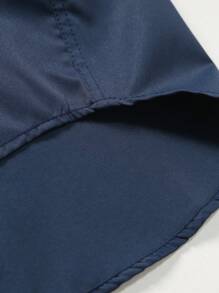 Manfinity Mode 男士春夏格子拼接长袖休闲通勤衬衫，男士正装衬衫，正装衬衫，男士商务休闲衬衫 - 藏蓝色 - 查看 6