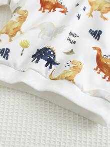 Cozy Pixies Baby Boy 2pcs Cartoon Dinosaur Print Hoodie Sweatshirt And Pants Clothes Set