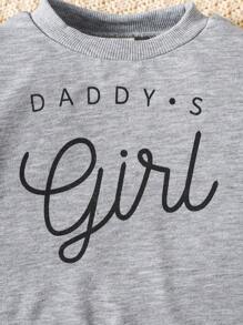 Baby Girl Crew Neck Long Sleeve Letter Print Casual Fashionable Sweatshirt