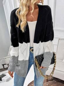 Chiquease Spring/Autumn Casual Color Block Knit Cardigan