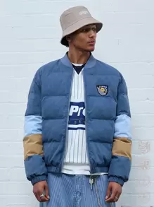 Manfinity NXTstreet Chaqueta casual oversize con parche decorativo para hombres, invierno - Multicolor - Ver 7
