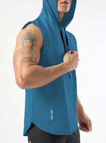 Manfinity Sport PWRUP Parte superior deportiva tipo novio con capucha con cordón para hombres - Azul Cadete - Ver 3
