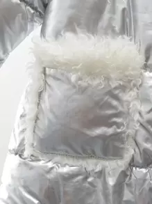 Tween Girls Winter Hooded  Coat - Silver - View 7