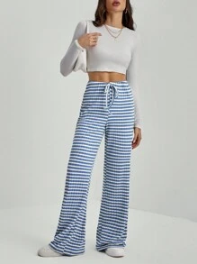 SHEIN Tall Women's Striped & Printed Casual Holiday Style Long Pants