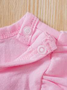 SHEIN Baby Girl Lovely Heart Pattern Ruffle Trim Long Sleeve Bodysuit - Green - View 8