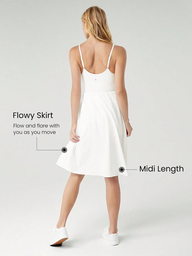 FeatherFit™-Air VitalSwift Active Adjustable Pocket Anti-Slip Dress With Built-In Shorts Light Support Low Impact Daily Casual Lounge Quick Dry Moisture Wicking
