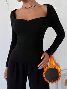 Firerie Áo thun giữ nhiệt dài tay cổ lọ thiết kế thanh lịch tối giản cho nữ - màu đen - Xem 9