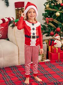 Bộ đồ ngủ Giáng sinh cho bé gái, tiệc gia đình, trang phục ông già Noel, quần dài tay và bộ 2 món thường ngày, đồ mặc nhà, vải chất lượng, ấm áp và thoải mái, thích hợp cho buổi họp mặt gia đình, chụp ảnh ngày lễ (4 món được bán riêng) vừa vặn - Đỏ và trắng - Xem 7