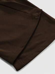 Manfinity Roghcode Celana Jogging Pria Kasual Motif Api dengan Tali Serut di Pinggang, Model Lurus Longgar - Coklat - View 6
