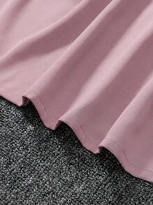 Vestido Casual de Manga Longa com Gola Franzida e Abotoamento Duplo, Estilo Color Block, para Meninas Pré-Adolescentes na Primavera/Verão - Rosa chiclete - Visão 3