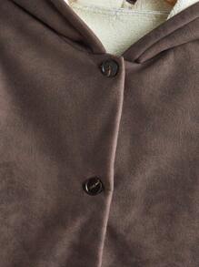 SHEIN EZwear Chaqueta casual para mujer con capucha, abotonadura, manga larga, de un solo color, revestida