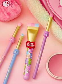 SHEIN X Care Bears 4 件套卡通熊和心形图案眼刷套装，欢呼熊，睡前熊，温柔心熊，礼物 - 彩色 - 查看 4